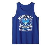 Cadeau Marseillais Maillot Humour Cœur Marseille Foot Débardeur, Homme, Bleu Royal, S