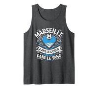 Cadeau Marseillais Maillot Humour Cœur Marseille Foot Débardeur, Homme, Chiné Foncé, L