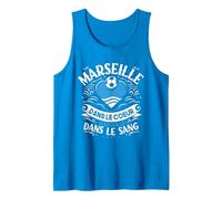 Cadeau Marseillais Maillot Humour Cœur Marseille Foot Débardeur, Homme, Saphir, M