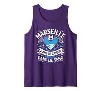 Cadeau Marseillais Maillot Humour Cœur Marseille Foot Débardeur, Homme, Violet, XXL
