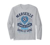 Cadeau Marseillais Maillot Humour Cœur Marseille Foot Manche Longue