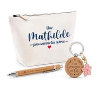 Cadeau Mathilde Pas comme Les Autres | Coffret Trousse, Stylo & Porte-clés Remerciement Femme