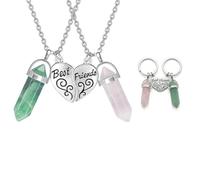 Cadeau Meilleure Amie, Porte mitié & Collier bff pour 2 Filles Pendentif Cristal Naturel Cadeaux d'Amitié Meilleure Amie Idées Cadeaux Anniversaire pour Femmes et Filles