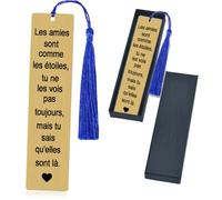 Cadeau Meilleure Amie Unique - Marque-page Élégant avec Boîte - Message d'Amitié Gravée - Idée Cadeau Femme pour Anniversaire ou Noël