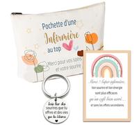 Cadeau Merci Infirmière, - Pochette Infirmière + Carte de Remerciement + Porte-Clés Gravé - Aide-Soignante, Hôpital, Clinique (infirmière)
