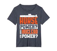 Cadeau Militaire sous-Marin vétéran US Submarine Horsepower T-Shirt, Femme Grandes Tailles, Bleu Chiné, 6X