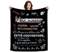 Cadeau Mon Amour, Cadeau Mon Amour Anniversaire Personnalisé Plaid Couverture Idée Cadeau pour Femme Épouse Partenaire Petite Amie Noël Saint-Valentin Couverture Décorative (Mon Amour-a)