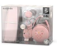 Cadeau Naissance Bébé. Contient : Mousseline De Coton + Sucette Avec Tétine Symétrique Sx Pro 0-6 Mois + Attache Sucette + Boîte À Sucettes. Bonhomia,Rose