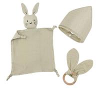 Cadeau Naissance Fille Garcon Personnalisé Lapin Doudou Mouchoir Kit Cape de Bain Bebe Coton Bavoirs Bebe Naissance et Serviette de Bain Bébé Naissance Bebe Garçon Fille Enfant Accessoire (kaki)