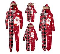 Cadeau Noël Combinaison Grenouillère Pyjama de Noël Famille 1 Pièce Vêtements de Nuit Mère Père Enfant Bébé Onesie Jumpsuit Romper Zippée Pyjama Assortis Famille à Capuche Sleepwear Pyjama Homme