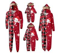 Cadeau Noël Combinaison Grenouillère Pyjama de Noël Famille 1 Pièce Vêtements de Nuit Mère Père Enfant Bébé Onesie Jumpsuit Romper Zippée Pyjama Assortis Famille à Capuche Sleepwear Pyjama Homme