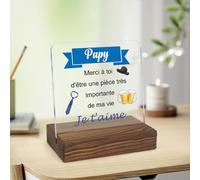Cadeau Noel Grand Pere Cadeau Papy Cadeau pour Papy Cadeau pour Grand Pere Acrylique Plaque avec Base en Bois Cadeaux Grand Pere Anniversaire Idee Cadeau Fete des Grands Peres Noel