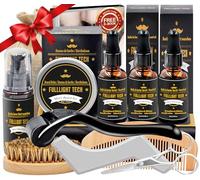 Cadeau Noel Homme,Kit De Coffret Soin Barbe Homme Complet Produit avec Shampoing,Huile Barbe,Peigne,Brosse,Ciseaux,Baume a Barbe,Kit Entretien et Soin pour Homme Original,Idée Cadeau Frere Papa