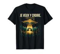 Cadeau Noel OVNI Je Veux Y Croire Soucoupe Volante Vintage T-Shirt
