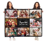 Cadeau Noel Personnalisé pour Maman Papa Mamie Papy, Couverture Personnalisée Photo, Plaid Personnalisé Photo, Plaide Personnalisée, Cadeau Anniversaire pour Maman, Papa, Bébé, Enfant, Famille