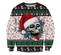 Cadeau Noël Pull Homme Mode Casual T-Shirt Manches Longues Homme Sport Coton Pull Moche de Noel Homme Lumineux Grande Taille Cadeau Noël Femme