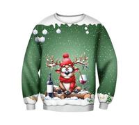 Cadeau Noël Pull Homme Mode Casual T-Shirt Manches Longues Homme Sport Coton Pull Moche de Noel Homme Lumineux Grande Taille Cadeau Noël Femme