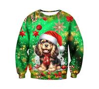 Cadeau Noël Pull Homme Mode Casual T-Shirt Manches Longues Homme Sport Coton Pull Moche de Noel Homme Lumineux Grande Taille Cadeau Noël Femme