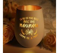 Cadeau Nounou, Bougeoir Nounou, Idee Personnalisé Original Cadeaux pour Nounou Femme, Cadeau Fin de Contrat, Merci Nounou Noël, Cadeau Anniversaire pour Nounou