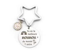 Cadeau Nounou,Cadeau Pour Nounou,Cadeau Nounou Anniversaire,Cadeau Nounou Fin De Contrat,Cadeau Nounou Original,Idee Cadeau Nounou,Porte Clé Nounou,Porte Clé Merci,Cadeau Noel Original