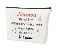 Cadeau Nounou,Fete des Meres Anniversaire idee Original Utile Retraite Saint Valentin Remerciement Action de Grâce Noel Personnalisé Cadeau pour Nounou Fin de Contrat Trousse de Maquillage