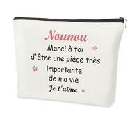 Cadeau Nounou,Fete des Meres Anniversaire Idee Retraite Remerciement Original Utile Action de Grâce Noel Saint Valentin Personnalisé Cadeau pour Nounou Fin de Contrat Trousse de Maquillage