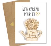 Cadeau Nounou Maîtresse Aimant de Réfrigérateur Pot à Fleurs en Bois Magnétique Magnet et Carte de Vœux Cadeau Merci de M’Avoir Aidé à Grandir pour Tableau Magnetique Frigo Calendrier Bureau Maison