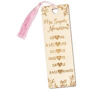 Cadeau Nounou Marque Page en Bois Signet Ma Super Nounou Marque Page Assistante Maternelle Personnalisé Rectangulaire avec Frange Cadeau Original Fin de Contrat pour Fête Retraite Anniversaire Noël