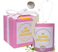 cadeau nounou original - cadeau nounou - merci Nounou - bougie parfumée avec un collier plaqué en Argent 925 réglable à l’intérieur - Cire Naturelle+ petite boîte à bijoux - Parfum Français