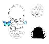 Cadeau Nounou Original Porte clef Fin De Contrat Personnalisé Porte Clef Cadeau Nounoou D'école Fin D'année Maternelle Atsem Aesh Institutrice Avs Noel (Une...)