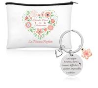 Cadeau Nounou Original - Set Pochette & Porte-Clés Merci | Idée Cadeau Pratique pour Assistante Maternelle | Cadeau Fin de Contrat, Noël ou Anniversaire