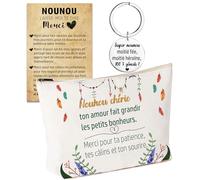 Cadeau Nounou - Pochette 25x18x5 cm + Carte de Remerciement + Porte-Clés Gravé - Idée Cadeau Merci Nounou, Assistante Maternelle, Fin d’Année, Fête