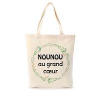 Cadeau Nounou Tote Bag Cadeau Maitresse Atsem Maitre Professeur Prof Maîtresse D'école Fin D'année Anniversaire Remerciement Noel Cadeaux Merci Sac Maitresse Idee Cadeaux Nounou Au Grand Cœur