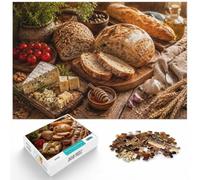 Cadeau Nouvel an : Puzzle Adulte 1000 Pièces, Artisan Bread, Cheese, and Olives Platter, 1000pcs (52x38cm)