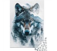 Cadeau Nouvel an : Wolf Portrait Puzzle 1000 Pièces, 52x38cm/1000pcs | Pour les heures calmes avant le Nouvel An : ce puzzle 1000 pièces adulte offre aux adultes un loisir calme en hiver.
