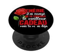 Cadeau Original Chérie Saint Valentin Amour Couple Humour PopSockets PopGrip Adhésif