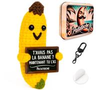 Cadeau Original & Inspirant | Positive Patate en français | Idée Drôle Fete | Anniversaires Homme Femme Couple Ado Collegue Objet Bureau | Peluche Enfant Fillle Garcon | Humour Motivation (BANANE)