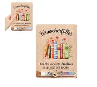 Cadeau original pour amateur de lecture - emballage en bois avec motif livre et fleurs - idée cadeau d’anniversaire ou de Noël pour lecteur, amie ou collègue - décoration élégante avec tube à mes