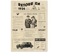 Cadeau Original Retour en 1934 - Idée Cadeau 91 Ans Femme et Homme - Carte Anniversaire 91 ans Femme et Homme - Decoration Anniversaire 91 ans femme - Carte d’Anniversaire avec Félicitations
