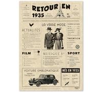 Cadeau Original Retour en 1935 - Idée Cadeau 90 Ans Femme et Homme - Carte Anniversaire 90 ans Femme et Homme - Decoration Anniversaire 90 ans Femme - Carte d’Anniversaire avec Félicitations