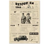 Cadeau Original Retour en 1944 - Idée Cadeau 81 Ans Femme et Homme - Carte Anniversaire 81 ans Femme et Homme - Decoration Anniversaire 81 ans Femme - Carte d’Anniversaire avec Félicitations