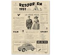 Cadeau Original Retour en 1951 - Idée Cadeau 74 Ans Femme et Homme - Carte Anniversaire 74 ans Femme et Homme - Decoration Anniversaire 74 ans Femme - Carte d’Anniversaire avec Félicitations