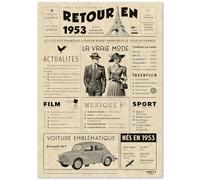 Cadeau Original Retour en 1953 - Idée Cadeau 72 Ans Femme et Homme - Carte Anniversaire 72 ans Femme et Homme - Decoration Anniversaire 72 ans Femme - Carte d’Anniversaire avec Félicitations