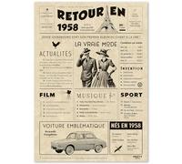 Cadeau Original Retour en 1958 - Idée Cadeau 67 Ans Femme et Homme - Carte Anniversaire 67 ans Femme et Homme - Decoration Anniversaire 67 ans Femme - Carte d’Anniversaire avec Félicitations