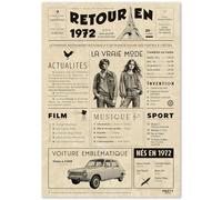 Cadeau Original Retour en 1972 - Idée Cadeau 53 Ans Femme et Homme - Carte Anniversaire 53 ans Femme et Homme - Decoration Anniversaire 53 ans Femme - Carte d’Anniversaire avec Félicitations