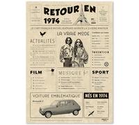 Cadeau Original Retour en 1974 - Idée Cadeau 51 Ans Femme et Homme - Carte Anniversaire 51 ans Femme et Homme - Decoration Anniversaire 51 ans Femme - Carte d’Anniversaire avec Félicitations