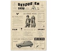 Cadeau Original Retour en 1978 - Idée Cadeau 47 Ans Femme et Homme - Carte Anniversaire 47 ans Femme et Homme - Decoration Anniversaire 47 ans Femme - Carte d’Anniversaire avec Félicitations