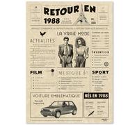Cadeau Original Retour en 1988 - Idée Cadeau 37 Ans Femme et Homme - Carte Anniversaire 37 ans Femme et Homme - Decoration Anniversaire 37 ans Femme - Carte d’Anniversaire avec Félicitations