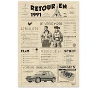 Cadeau Original Retour en 1991 - Idée Cadeau 34 Ans Femme et Homme - Carte Anniversaire 34 ans Femme et Homme - Decoration Anniversaire 34 ans Femme - Carte d’Anniversaire avec Félicitations