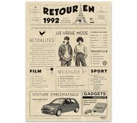 Cadeau Original Retour en 1992 - Idée Cadeau 33 Ans Femme et Homme - Carte Anniversaire 33 ans Femme et Homme - Decoration Anniversaire 33 ans Femme - Carte d’Anniversaire avec Félicitations